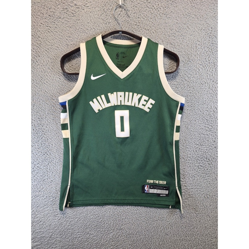 Milwaukee Bucks Jersey Boys M Green Nike Damian Lillard Basketball Icon Edition‎